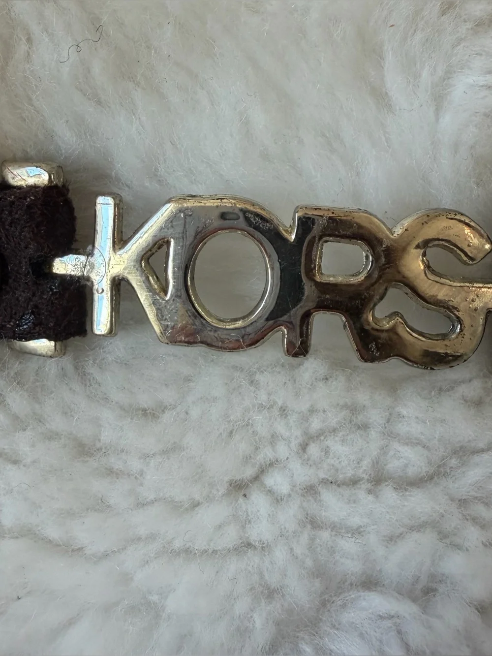 Vintage Michael Kors Brown Suede “Coco” Wedge Boots with White Faux-Fur Cuff